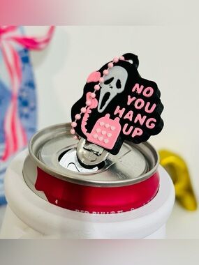 3D Printed No You Hang Up Pink & Black Drink Tab Charm Opener